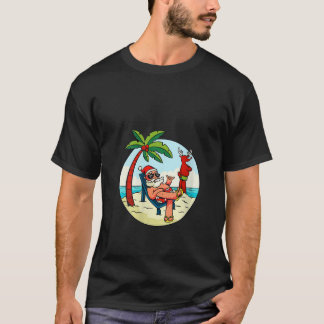Womens Santa Claus Reindeer Beach Swimming Trunks T-Shirt