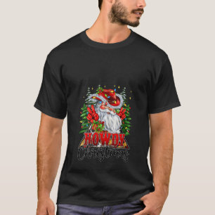Womens Santa Cowboy Rodeo Howdy Christmas Xmas Hol T-Shirt