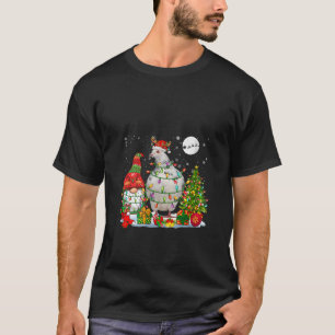 Womens Santa Reindeer Pigeon With Christmas Gnome  T-Shirt
