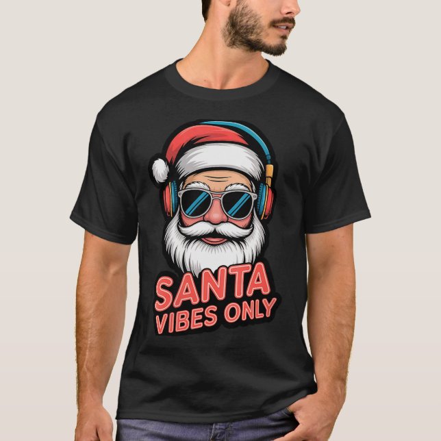 Womens Santa Vibes Only Funny P Culture Christmas  T-Shirt (Front)