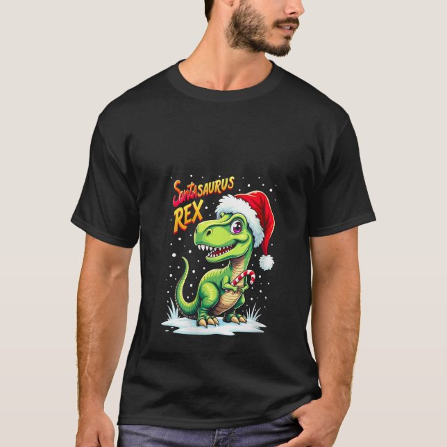 Womens Santasaurus Rex Funny Dinosaur xmas Santa H T-Shirt (Front)