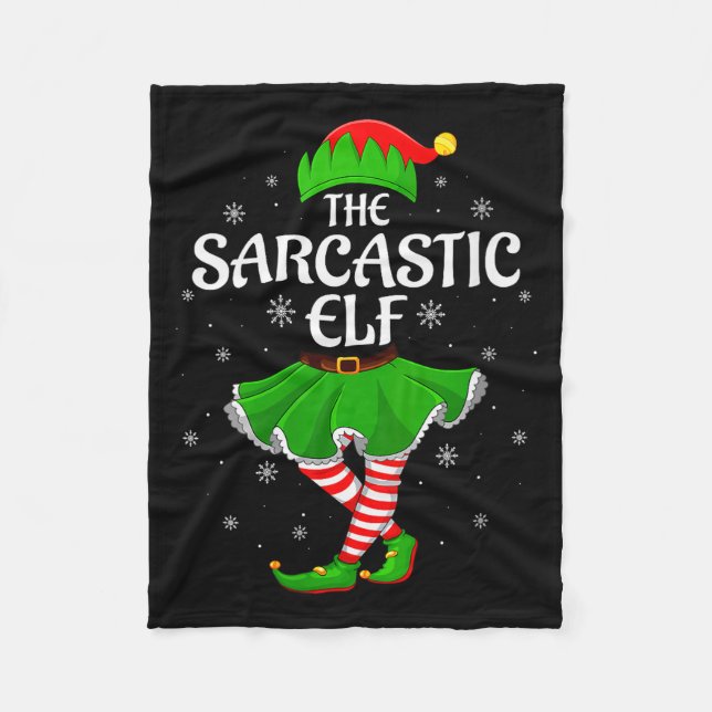 Womens Sarcastic Elf Christmas Family Girls Women  Fleece Blanket (Front)