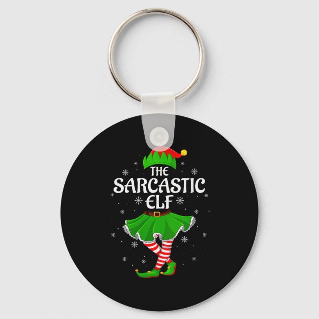 Womens Sarcastic Elf Christmas Family Girls Women  Keychain (Front)