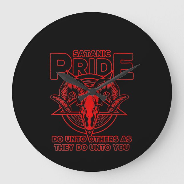 Womens Satanic Pride Satanism Pagan Goat Satan Large Clock (Front)