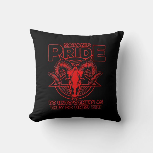 Womens Satanic Pride Satanism Pagan Goat Satan Throw Pillow (Front)