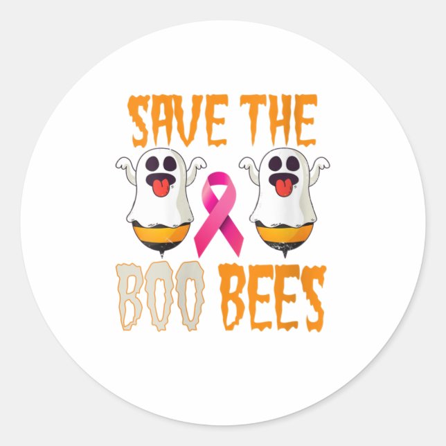 Womens Save the Boo Bees Breast Awareness Pi Classic Round Sticker (Front)