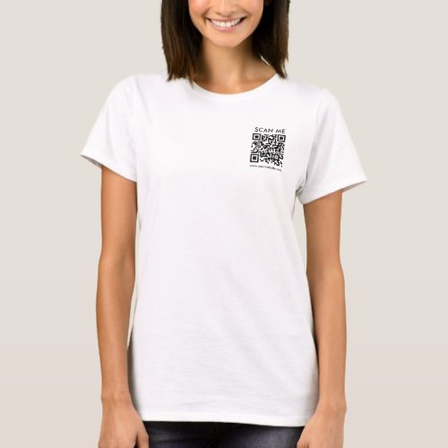 Womens Scan Me QR Code Double Sided Print White T_Shirt