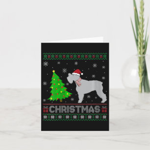 Womens Schnauzer Dog Xmas Tree Lighting Ugly Chris Card