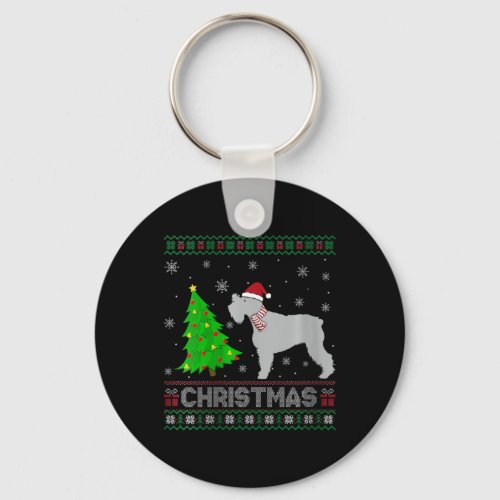 Womens Schnauzer Dog Xmas Tree Lighting Ugly Chris Keychain