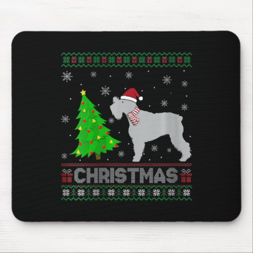 Womens Schnauzer Dog Xmas Tree Lighting Ugly Chris Mouse Pad