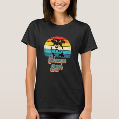 Womens Schnauzer Mom Retro Vintage Sunset Distress T-Shirt