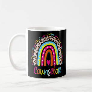 Womens  School Counselor Boho Rainbow Leopard Back Coffee Mug