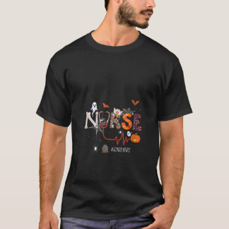 Womens School Nurse Stethoscope Pumpkin Halloween T-Shirt