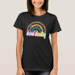 Womens School Secretary Rainbow Leopard Cute Schoo T-Shirt
