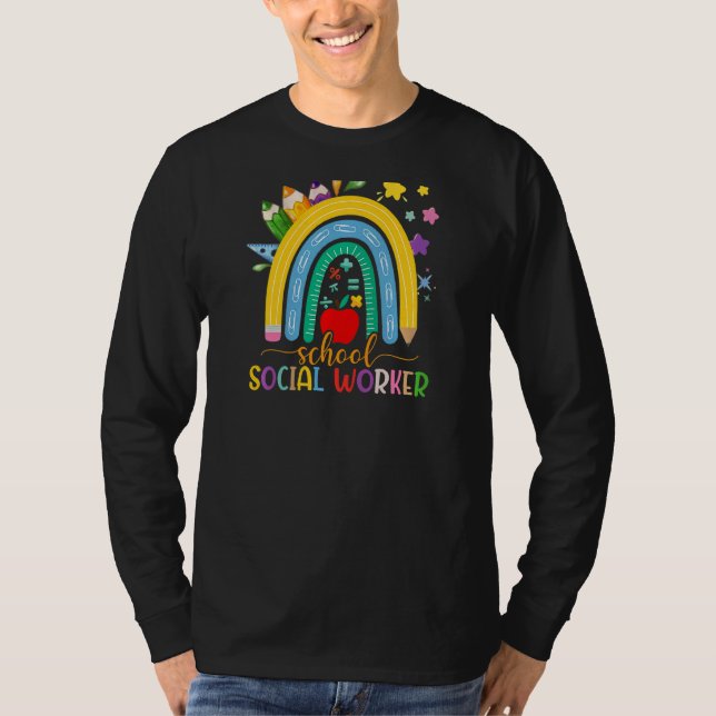 Womens School Social Worker Rainbow Appreciation B T-Shirt (Front)