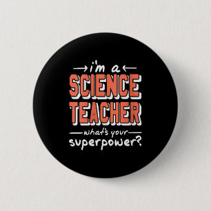 Womens Science Teacher Superwer Funny Nerd Pride V Button