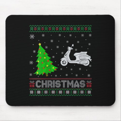 Womens Scooters Xmas Tree Lighting Ugly Christmas  Mouse Pad