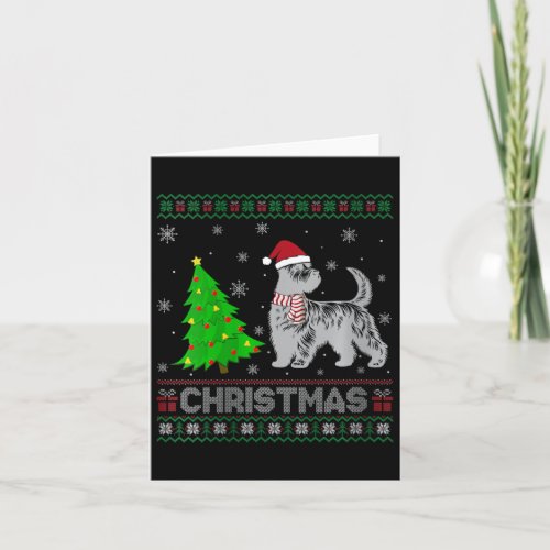 Womens Scottie Dog Xmas Tree Lighting Ugly Christm Card