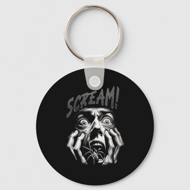 Womens Scream Horror Face Sder Terror Creepy Arach Keychain (Front)