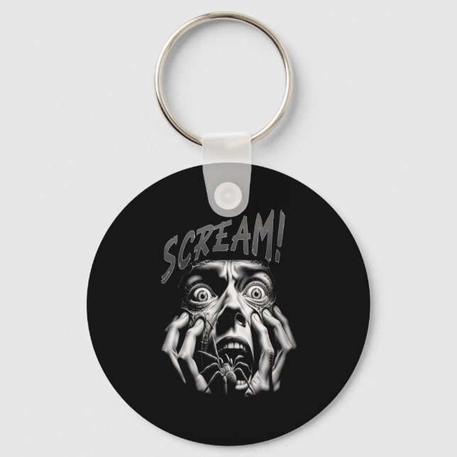 Womens Scream Horror Face Sder Terror Creepy Arach Keychain (Front)
