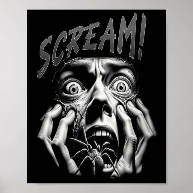 Womens Scream Horror Face Sder Terror Creepy Arach Poster (Front)