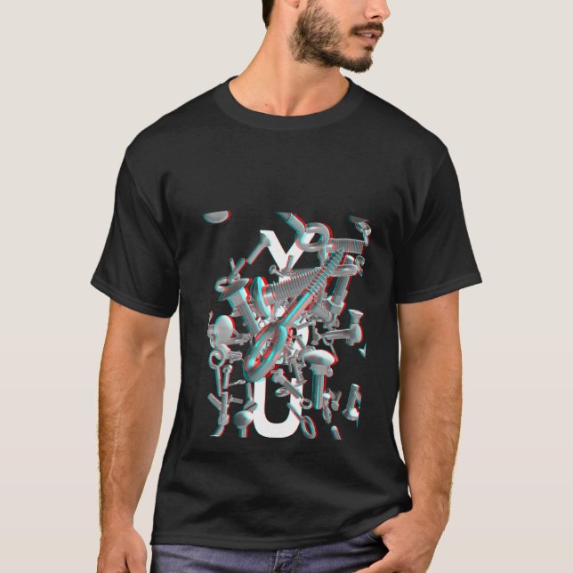 Womens Screw You Stereo Red Cyan Funny Handyman Co T-Shirt (Front)