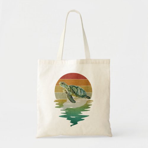 Womens Sea Turtle Silhouette Sunset Retro Vintage  Tote Bag