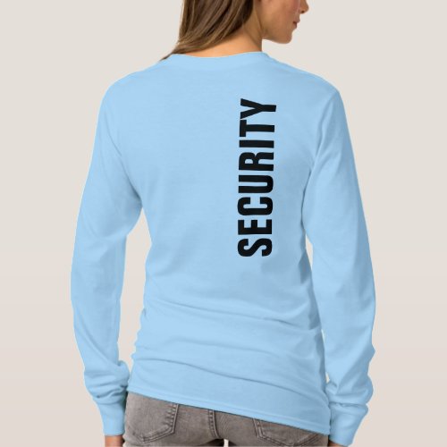 Womens Security Tshirt Front Back Print Light Blue