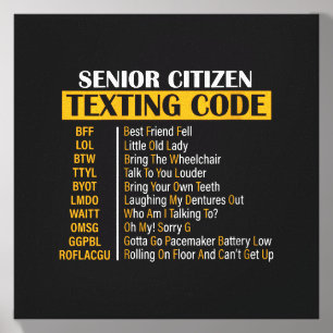 Womens Senior Citizen Texting Code Canvas Photo Tile
