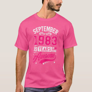 Womens September 1983 39 Birthday Apparel 39 Years T-Shirt