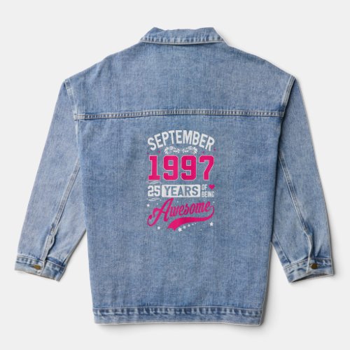 Womens September 1997 25 Birthday Apparel 25 Years Denim Jacket