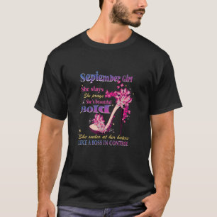 Womens September Girl She Slays She Prays She's Be T-Shirt