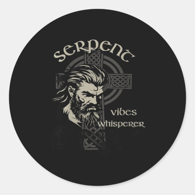 Womens Serpent Vibes Whisperer Nordic Mystic Beard Classic Round Sticker (Front)
