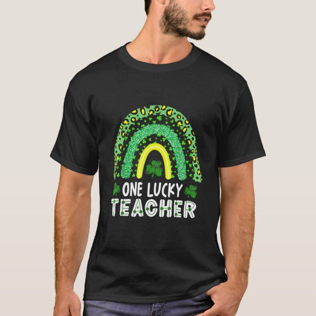 Womens Shamrock One Lucky Teacher St. Patrick's Da T-Shirt (Front)
