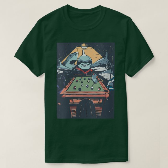 Womens Sharks Playing Pool Billard VNeck  T-Shirt (Design Front)