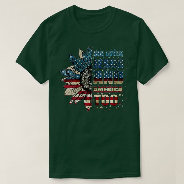 Womens She Loves Jesus And America Too  (1)  T-Shirt (Design Front)