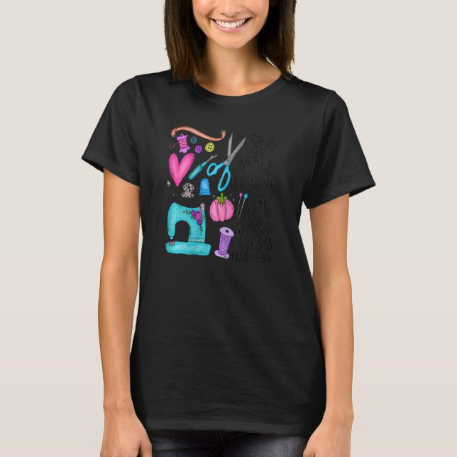 Womens She Works Willingly With Her Hands  Sewing T-Shirt (Front)