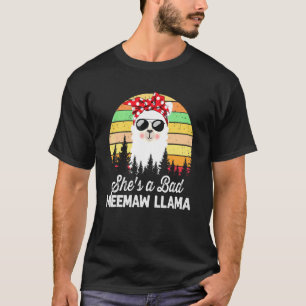 Womens She's A Bad Meemaw Llama Mama Vintage Suns T-Shirt