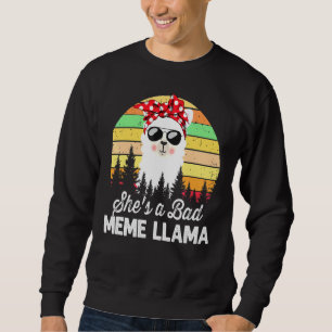 Womens She's A Bad Meme Llama  Mama Vintage Sunset Sweatshirt