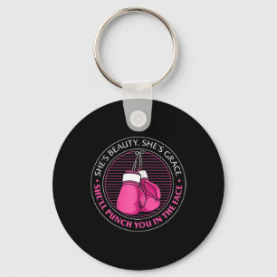 Womens She's Beauty She's Grace She'll Punch You I Keychain