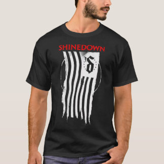 Womens Shinedown Shredded Flag V-Neck T-Shirt
