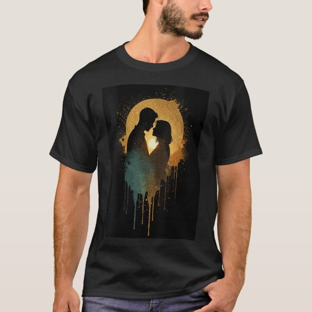 Womens Silhouette Lovers Kissing Date Together Bab T-Shirt (Front)