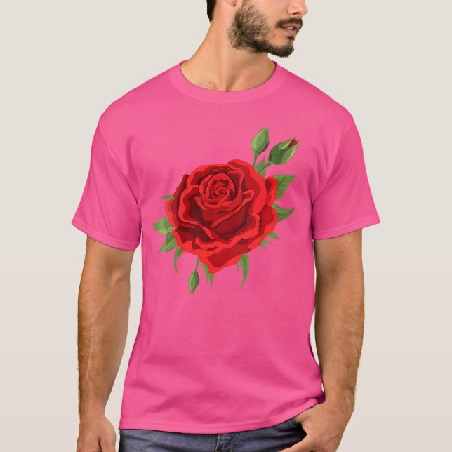 Womens Single Red Roses Flower Of Cute Red Roses F T-Shirt (Front)