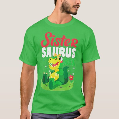 Womens Sistersaurus T Rex Dinosaur Sister Saurus F T_Shirt