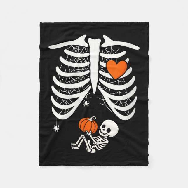 Womens Skeleton Baby Pregnant Xray Rib Cage For Fa Fleece Blanket (Front)