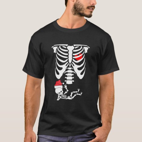 Womens Skeleton Baby Pregnant Xray Rib Cage Funny T_Shirt