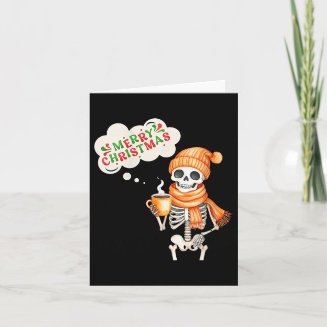 Womens Skeleton Speak Merry Christmas Waer F And H Card (Front)