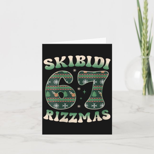 Womens Skibidi Rizzmas 67 Six Seven Meme Ugly Chri Card (Front)