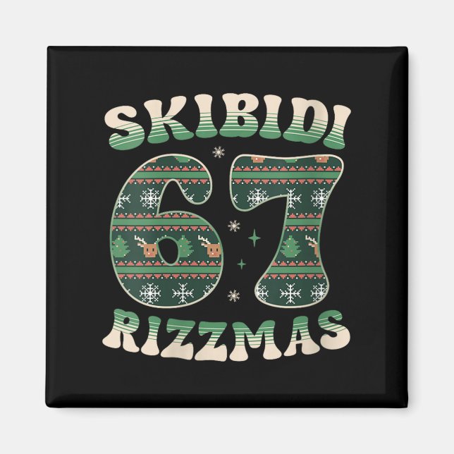 Womens Skibidi Rizzmas 67 Six Seven Meme Ugly Chri Magnet (Front)
