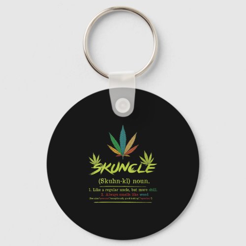 Womens Skuncle Definition Weed Smoking Uncle Funny Keychain